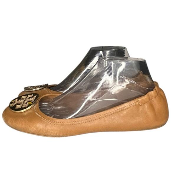Womens Tory Burch Minnie 50393 Leather Slip-On Travel Ballet Flat Size 8 Brown - Picture 1 of 5
